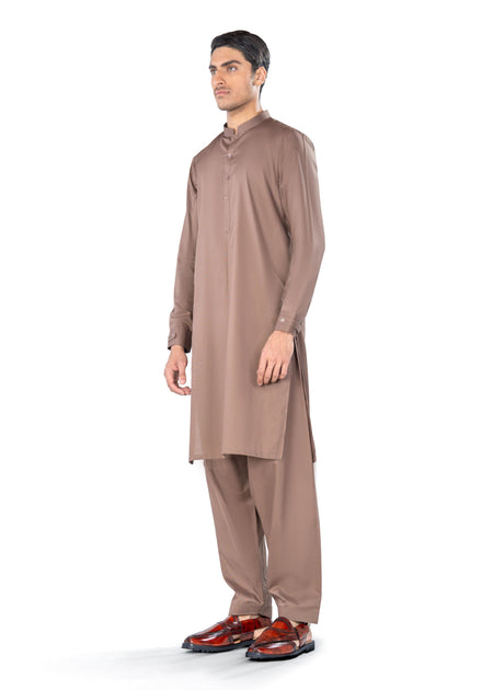 Kurta & Shalwar Set in Brown Egyptian Cotton