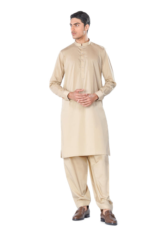 Kurta & Shalwar Set in Beige PIMA Cotton