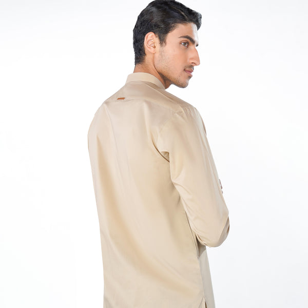 Kurta & Shalwar Set in Beige PIMA Cotton