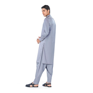 Light Grey Kurta & Shalwar Set in Pima Cotton