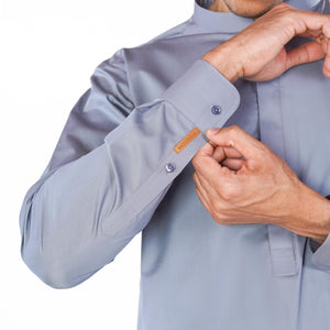 Light Grey Kurta & Shalwar Set in Pima Cotton