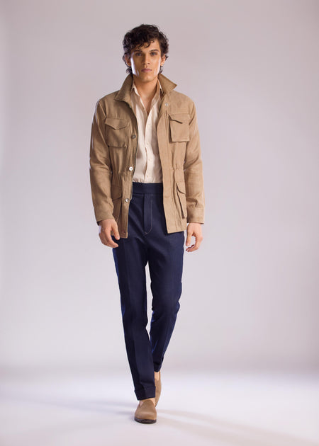Mohtaram - Safari Overshirt with Zip & Button Closure and Patch Pockets