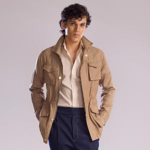 Mohtaram - Safari Overshirt with Zip & Button Closure and Patch Pockets