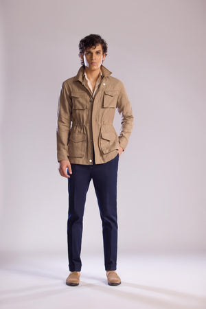 Mohtaram - Safari Overshirt with Zip & Button Closure and Patch Pockets