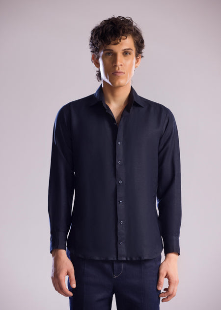 Linen Shirt in Midnight Blue