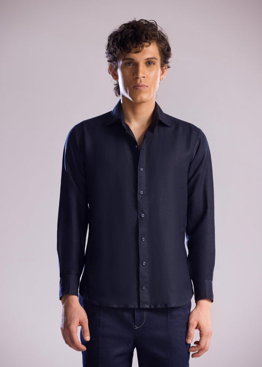 Linen Shirt in Midnight Blue