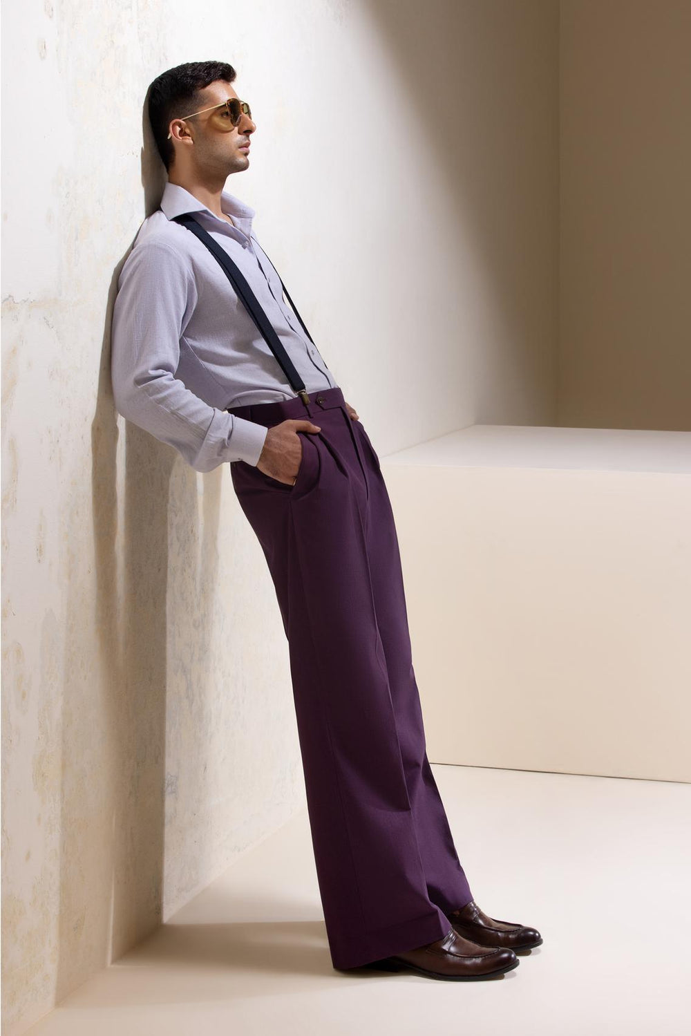 Mohtaram - Mid-Rise Wide-leg Pleated Cotton Trousers