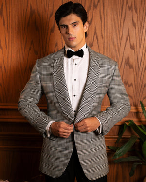 Glen Check Shawl-Lapel Dinner Jacket
