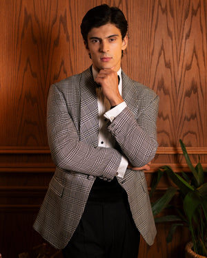 Glen Check Shawl-Lapel Dinner Jacket