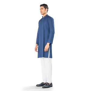 Navy Embroidered Kurta in Cross-Stitch Pattern