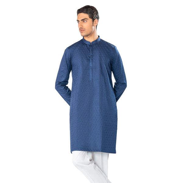 navy cross stitched kurta