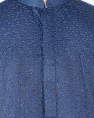 Navy Embroidered Kurta in Floral Pattern