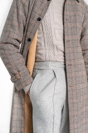 Plaid Overcoat with Sherling Lining