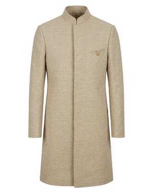 Sherwani in Oatmeal Textured Weave