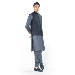 Traditional Waistcoat in Black Tropical Wool