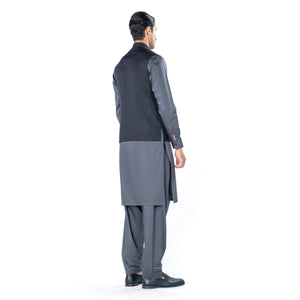 Traditional Waistcoat in Black Tropical Wool
