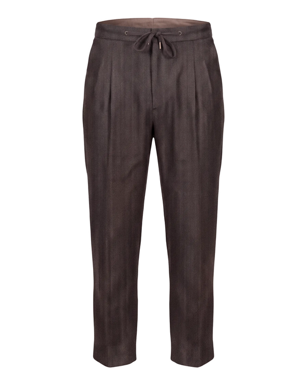 Drawstring Trousers in Brown Linen by Mohtaram