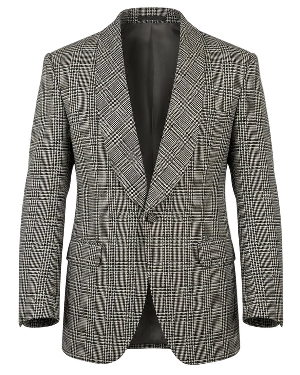 Glen Check Shawl-Lapel Dinner Jacket