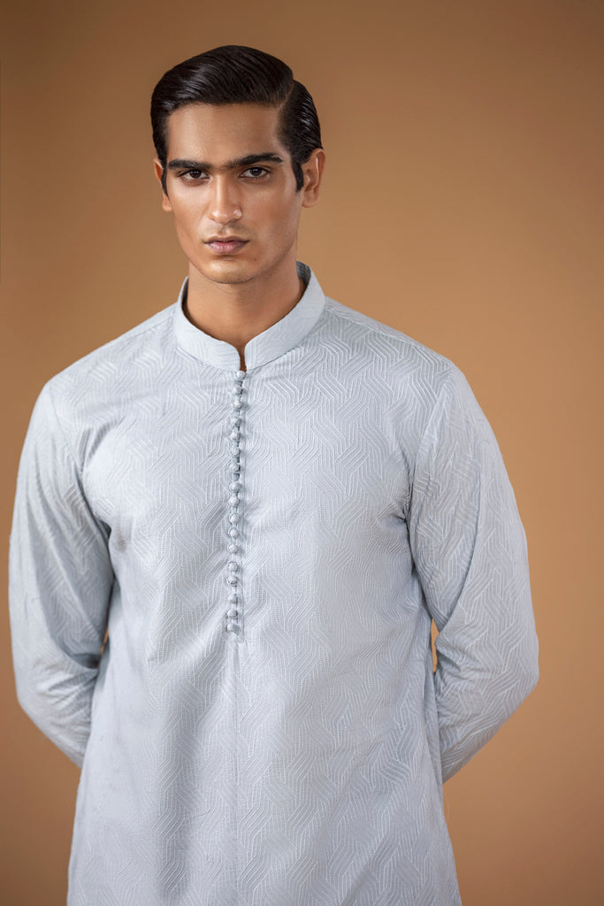 Embroidered Kurta - Sea Breeze