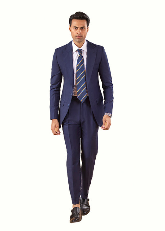 Two Piece Suit Peak Lapel Navy Blue