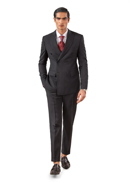 Double Breast Suit - Peak Lapel - Black