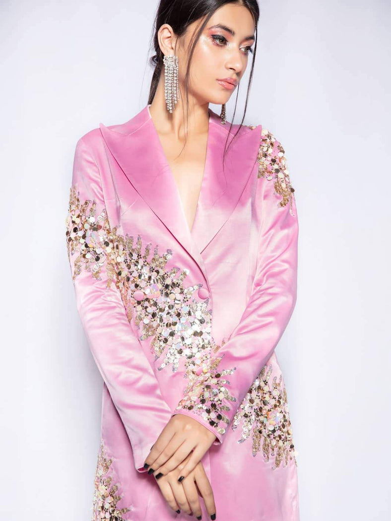 Pink Ville Sequined Blazer Dress